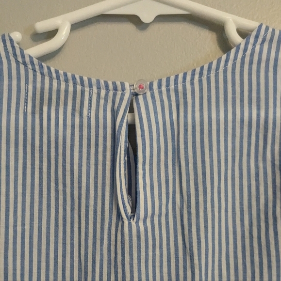 Crown & Ivy Kids Blue White Striped Pink Tassel Shirt Blouse - Size 6 - Picture 5 of 7
